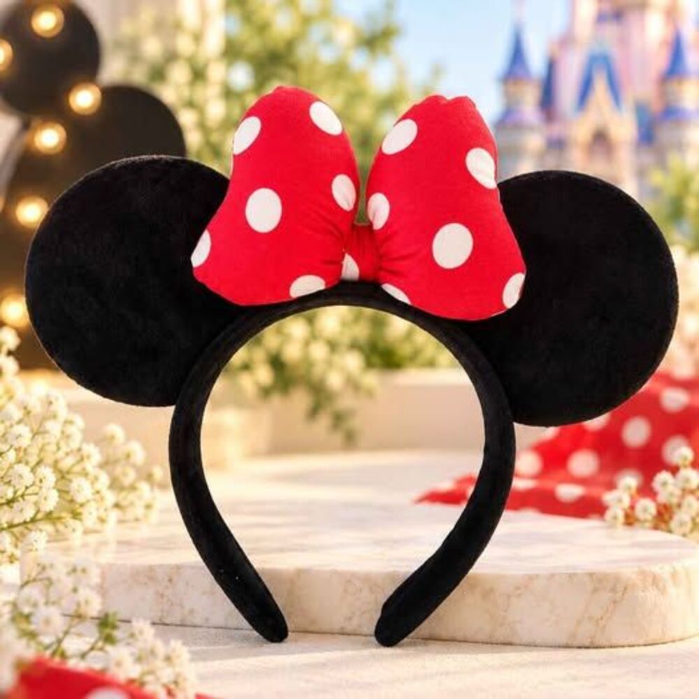 Minnie Mouse Ears Headband with Red Polka Dot Bow